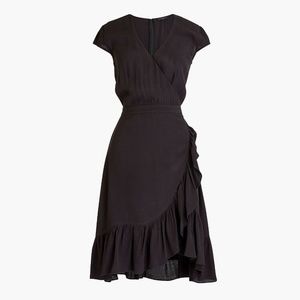 🌺Faux-wrap mini dress in drapey crepe, Black 6